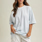 Oversized Striped Tee - Sky Blue/White