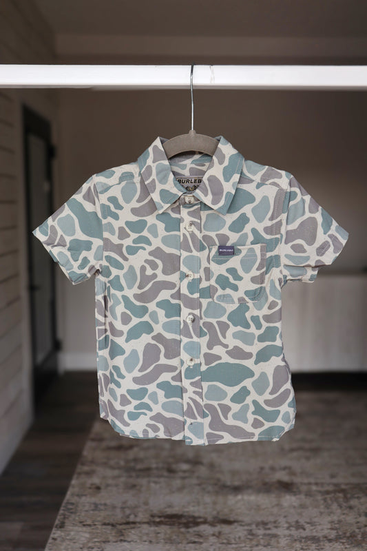 Toddler Burlebo Classic Deer Camo Button Up