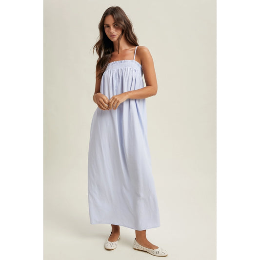 Striped Smocked Midi Dress