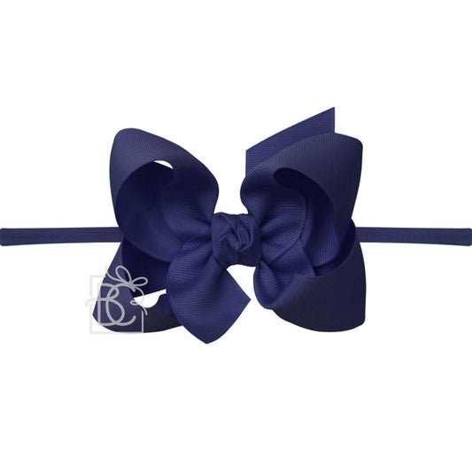 Elastic Headband w/ Signature Grosgrain Bow | Royal Blue