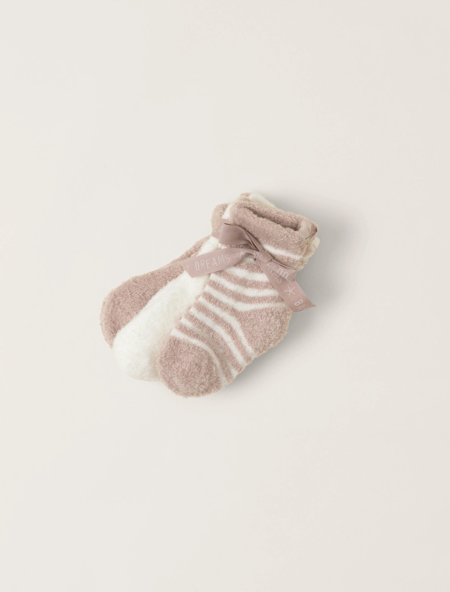 Barefoot Dreams CozyChic Three Pack Infant Sock Set - Faded Rose/Pearl