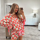 Satin Christmas Trees + Bows Pajama Set