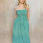 Green Gingham Smocked Bodice Dress