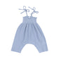Angel Dear Solid Muslin Dusty Blue Tie Strap Smocked Romper