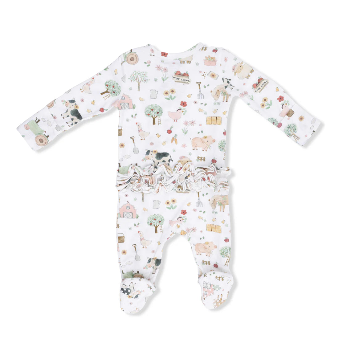 Angel Dear 2-Way Ruffle Back Zipper Footie | Cute Farm Animals Pink