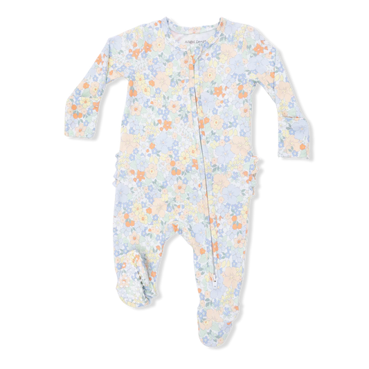 Angel Dear 2-Way Ruffle Back Zipper Footie | Georgia Floral