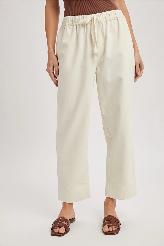 Ivory Cotton Drawstring Pants