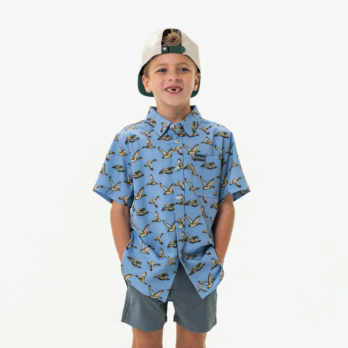 Boys Burlebo Blue Jumbo Mallards Button Up