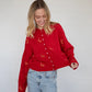 Piper Holiday Cardigan - Red/Gold