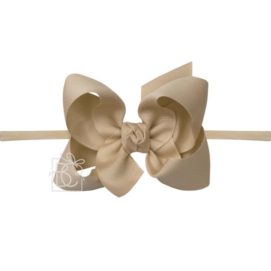 Elastic Headband w/ Signature Grosgrain Bow | Oatmeal