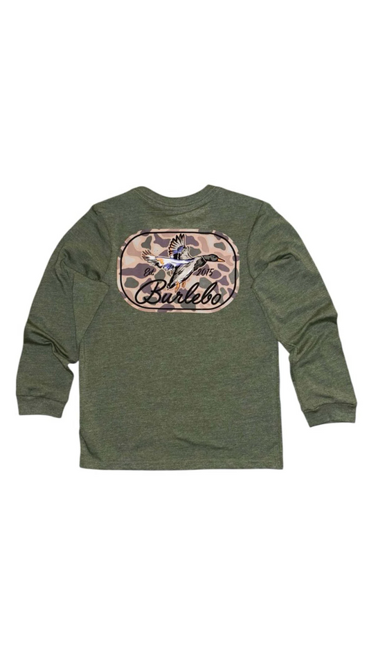 Toddler Burlebo Olive Ducks Flying In L/S Tee