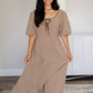 Brown/taupe gingham bow dress