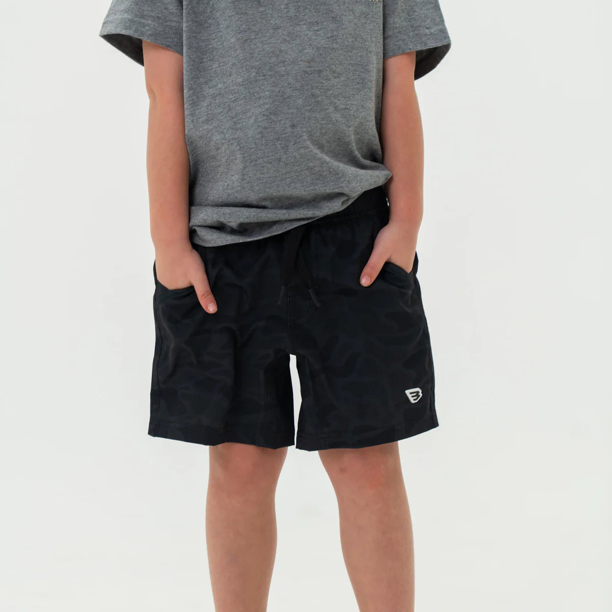 Boys Burlebo Athletic Shorts - Black Camo