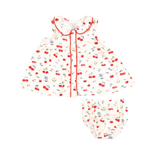 Angel Dear Ric-Rac Watercolor Cherries Sundress