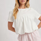 Bubble Hem Cotton Top - Off White