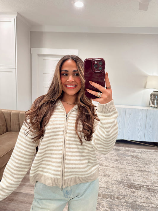 Cooper Zip Up Hoodie - Latte