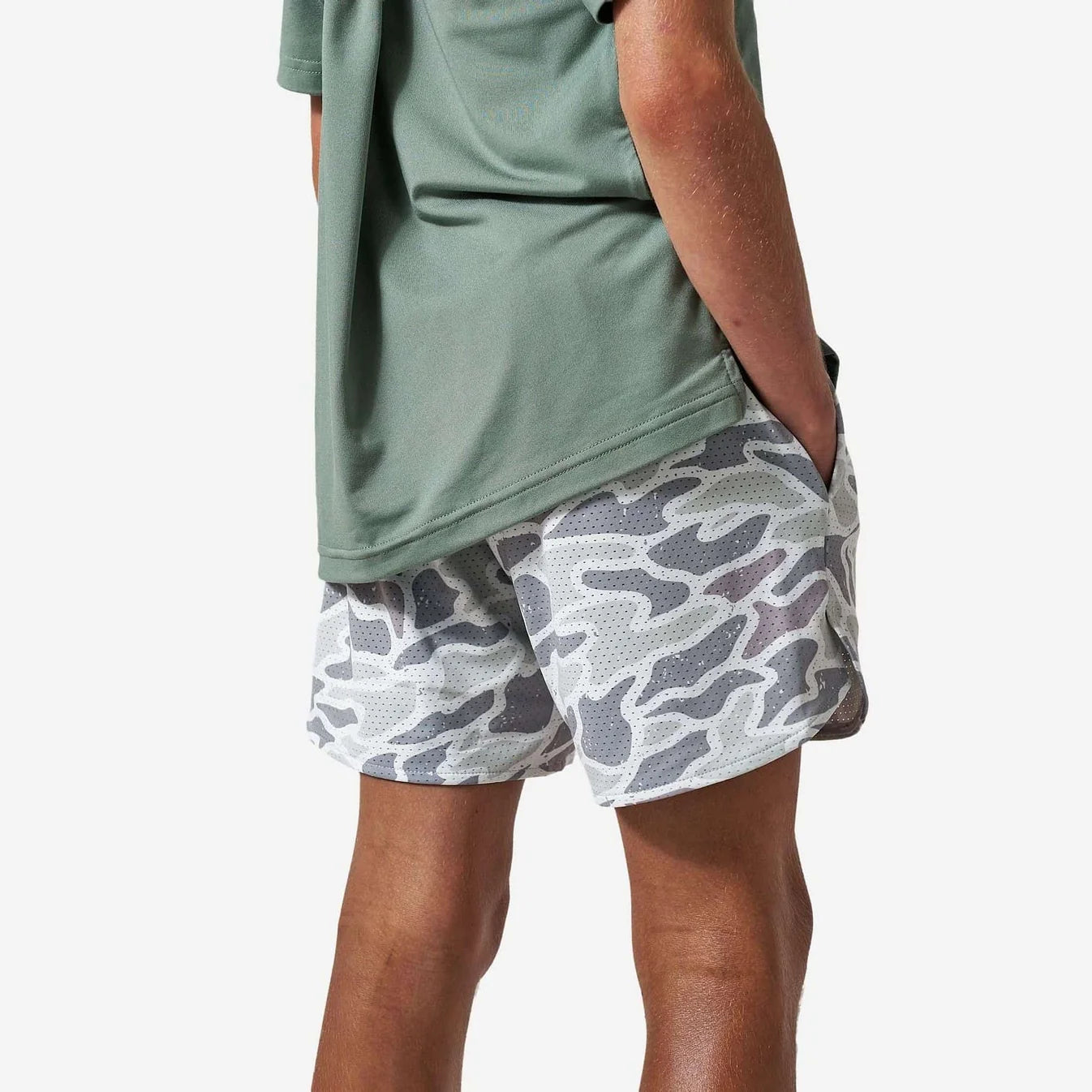 Boys Burlebo Mesh Training Shorts - White Camo