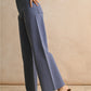 Dusty Navy Straight Wide Leg Denim Pants