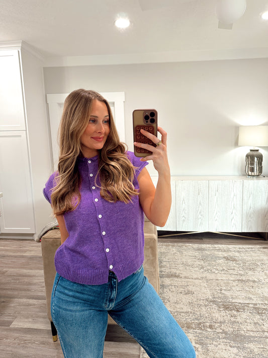 Piper Vest Cardigan - Purple