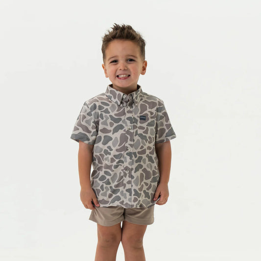 Boys Burlebo Classic Deer Camo Button Up