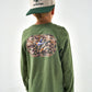 Boys Burlebo Olive Ducks Flying In L/S Tee