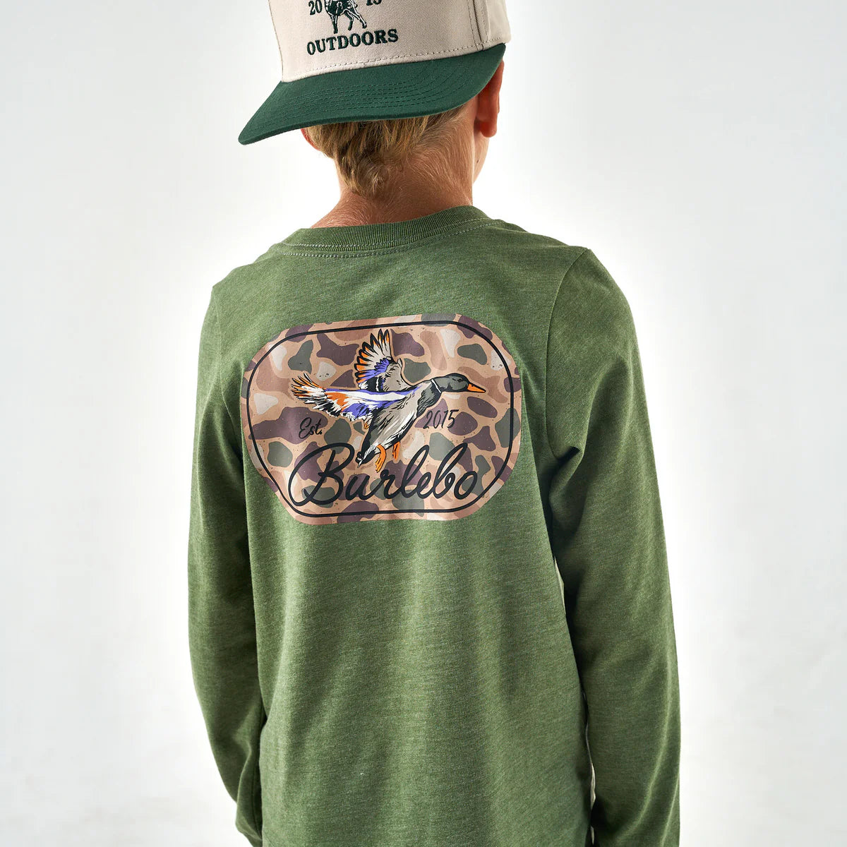 Boys Burlebo Olive Ducks Flying In L/S Tee