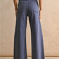 Dusty Navy Straight Wide Leg Denim Pants