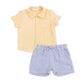 Angel Dear Polo Button Up w/ Shorts | Micro Gingham Blue Blizzard