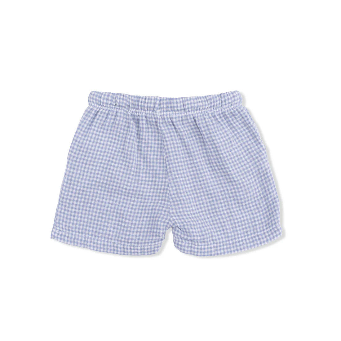 Angel Dear Polo Button Up w/ Shorts | Micro Gingham Blue Blizzard