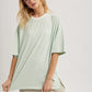 Oversized Striped Tee - Mint/White
