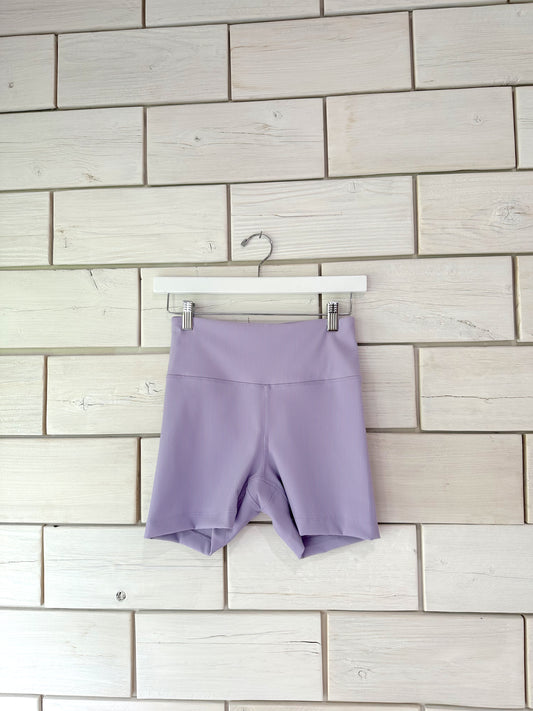 Lavender Ribbed Biker Shorts