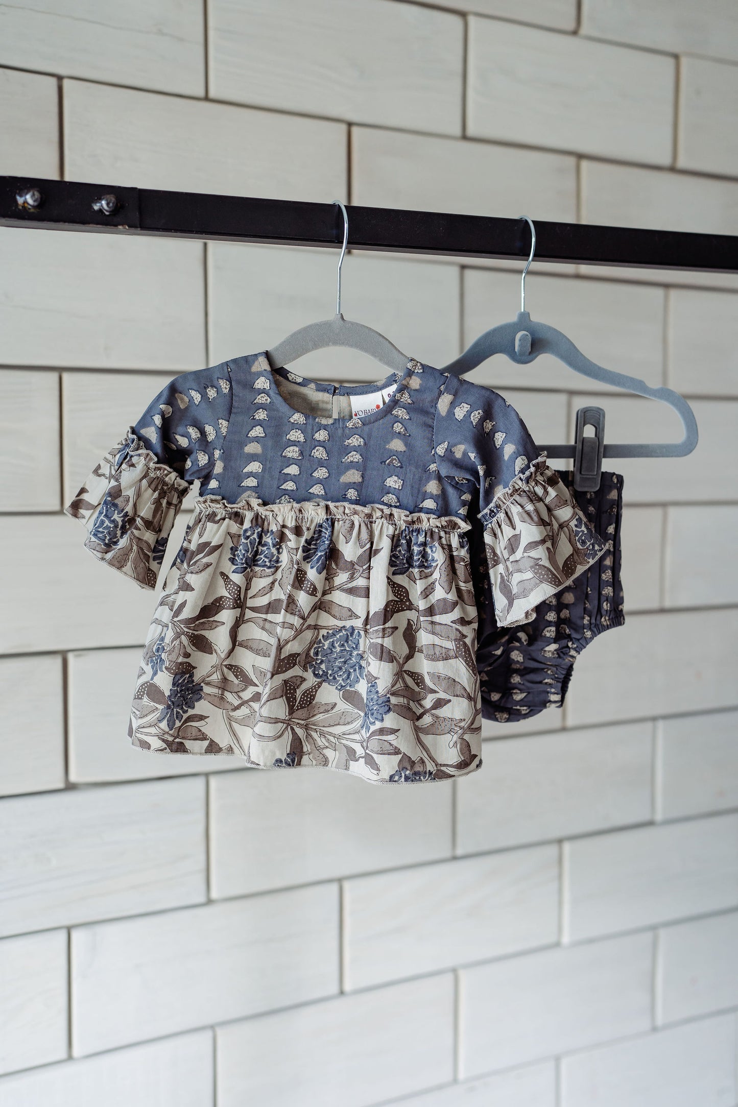 Fall Blues Baby Dress + Bloomers