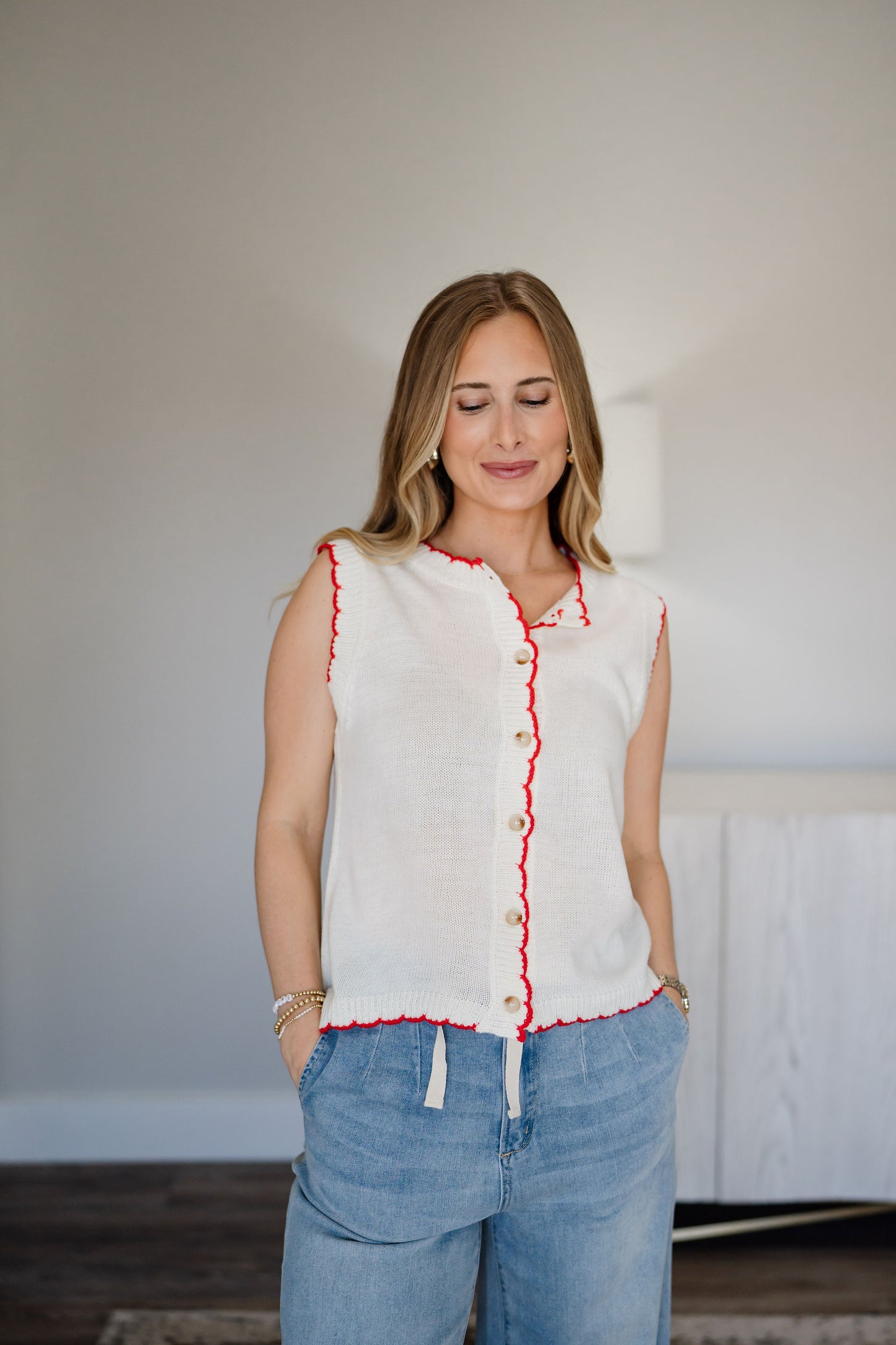 Red Lining Knit Tank