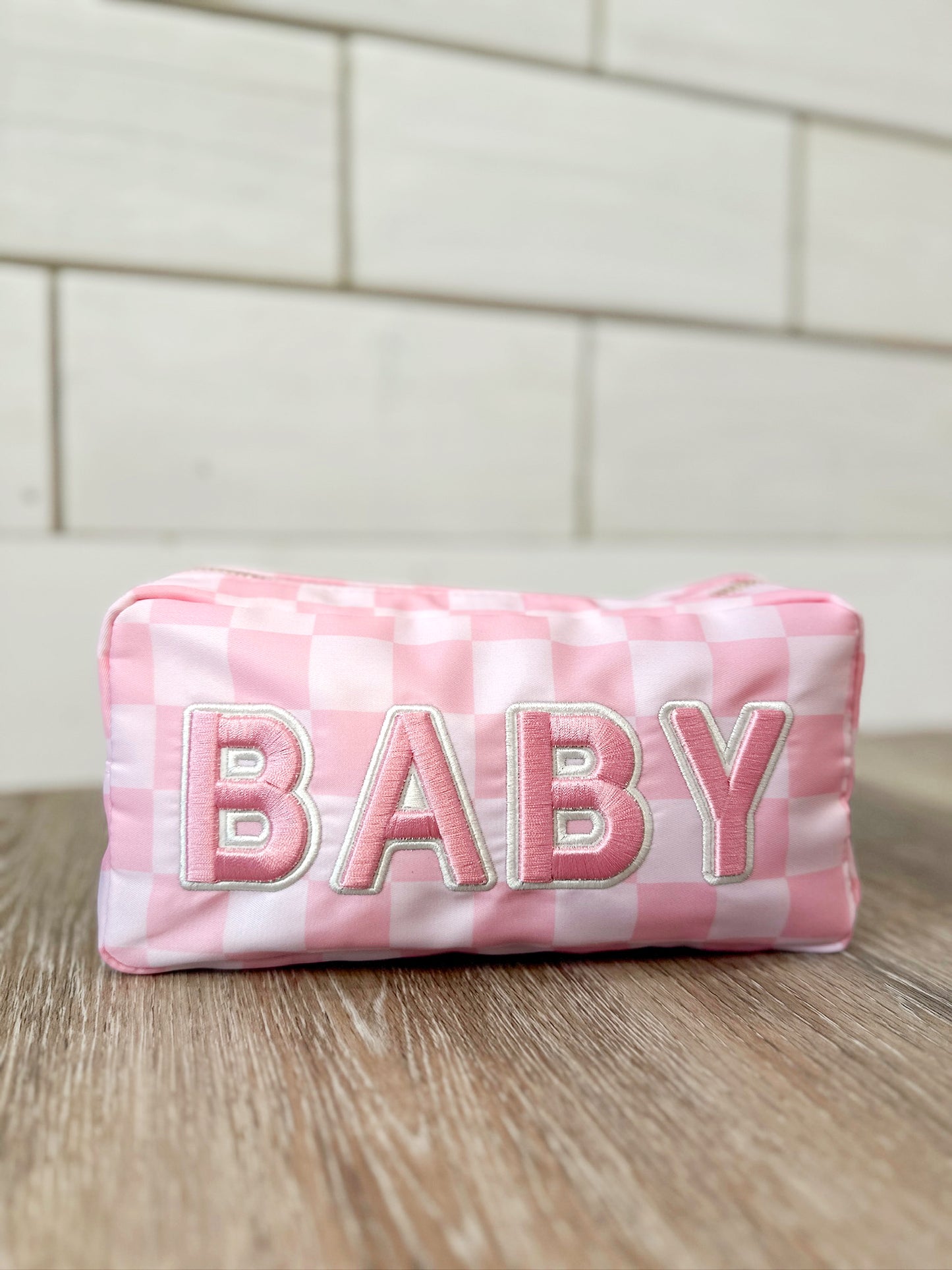 Pink Checkered Baby Bag Pouch