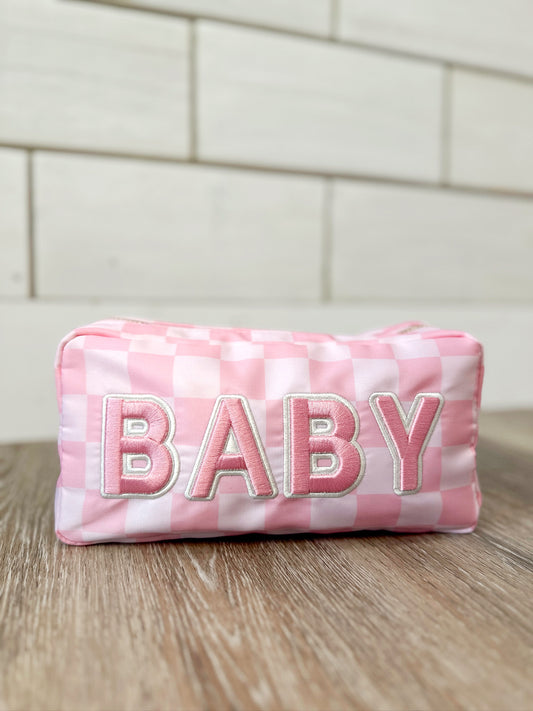 Pink Checkered Baby Bag Pouch