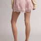 Scallop Lace Trim Satin Shorts - Mink