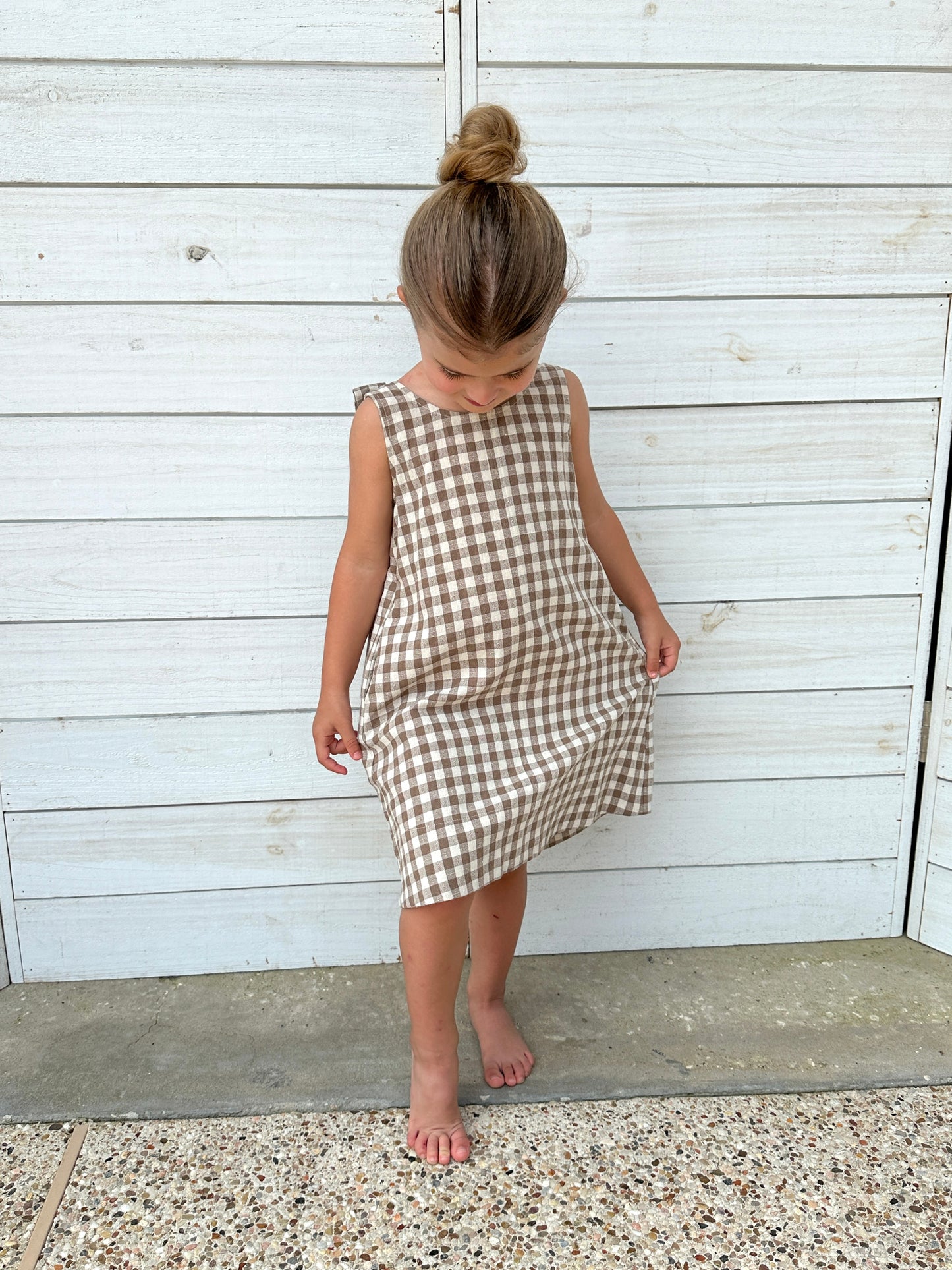 Double Bow Back Gingham Dress