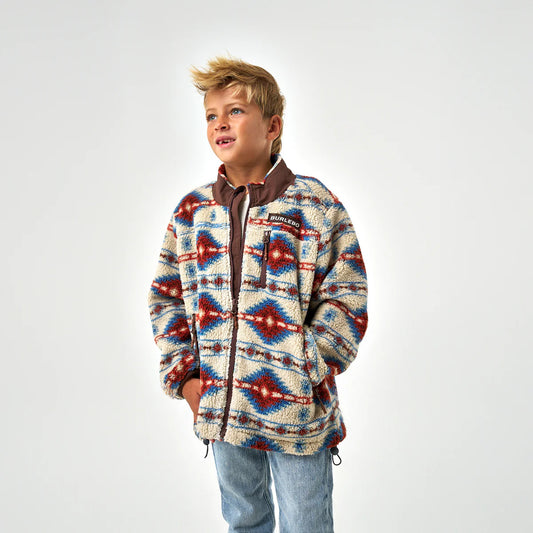 Boys Burlebo Full Zip Jacket - Arizona Aztec Mountain Fleece Sherpa