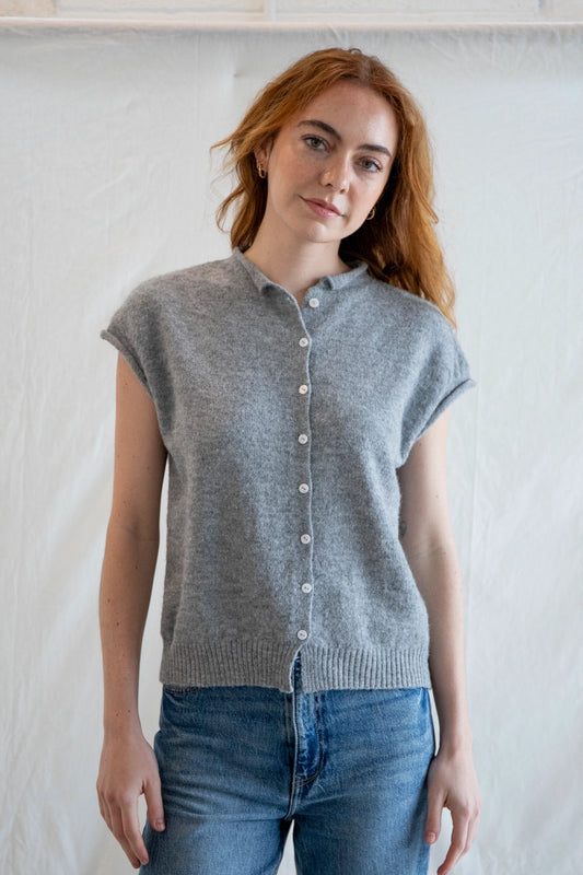 Piper Vest Cardigan - Heather Grey