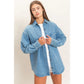 Denim Button-Up Collared Shirt