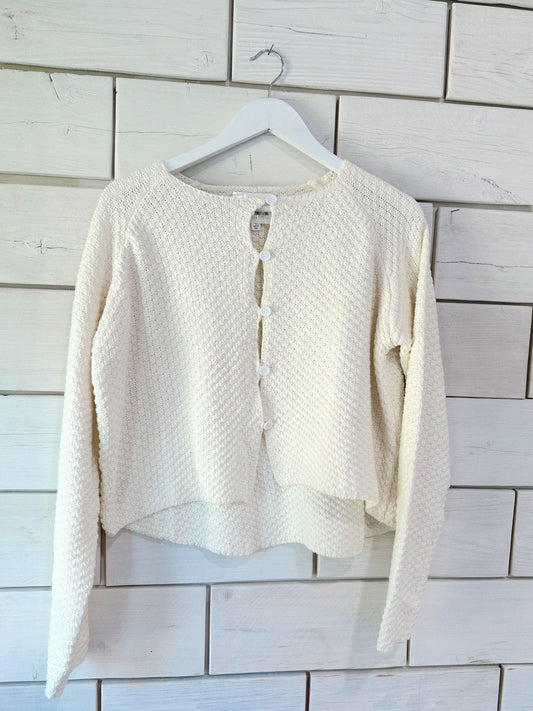 Ivory Textured Button Down Cardigan