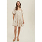 Gingham Puff Sleeve Tiered Dress