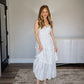 Blue Blooms Tiered Midi Dress