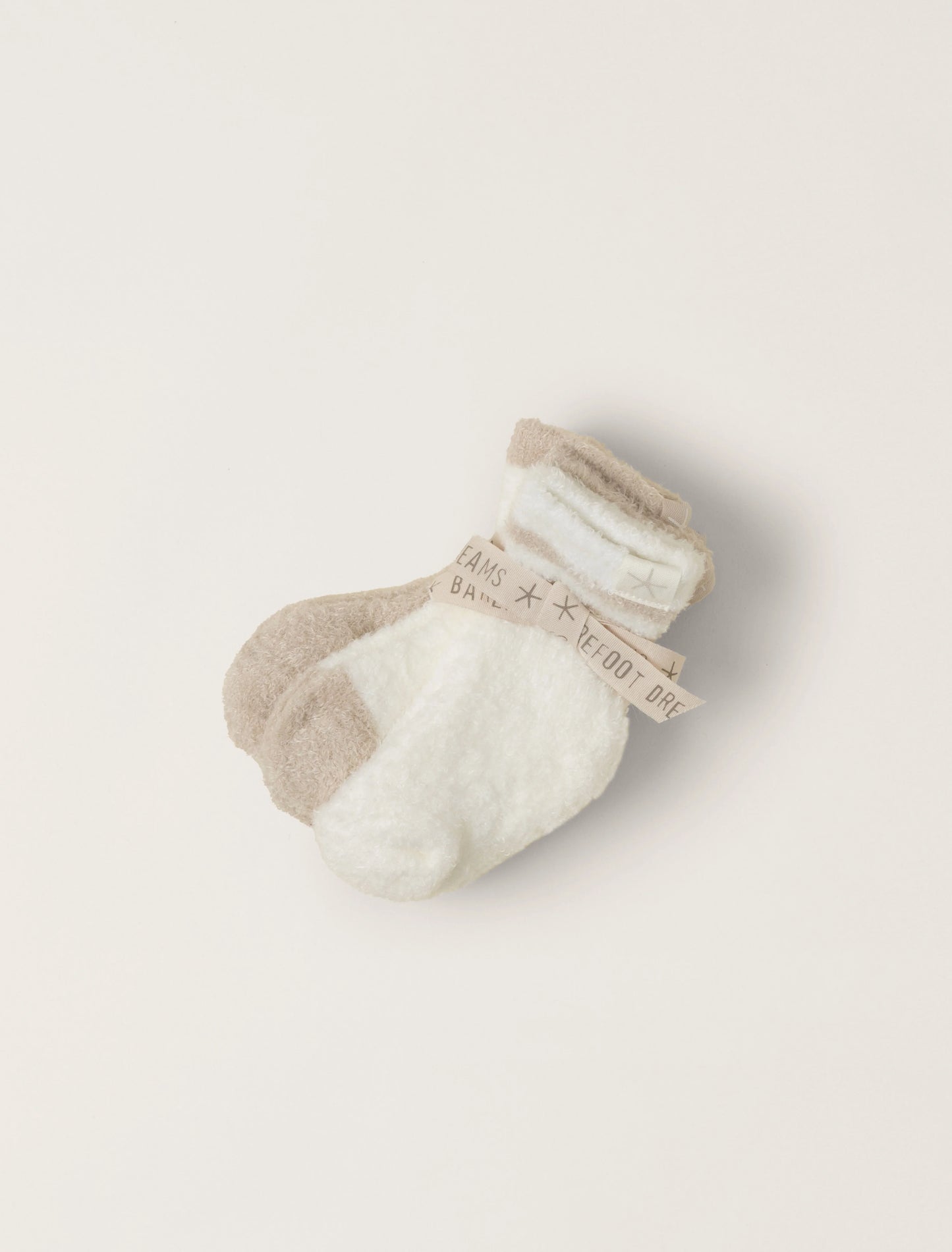 Barefoot Dreams CozyChic Lite Three Pack Infant Sock Set - Stone/Pearl