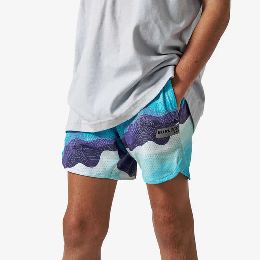 Boys Burlebo Mesh Training Shorts - Tundra Topo