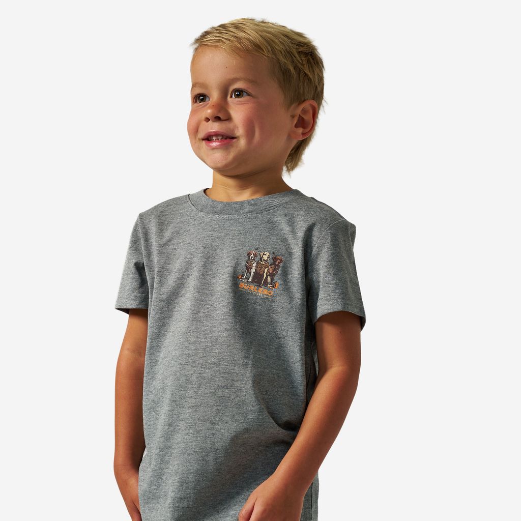Boys Burlebo Camo Duck Dogs Tee - Dark Heather Gray