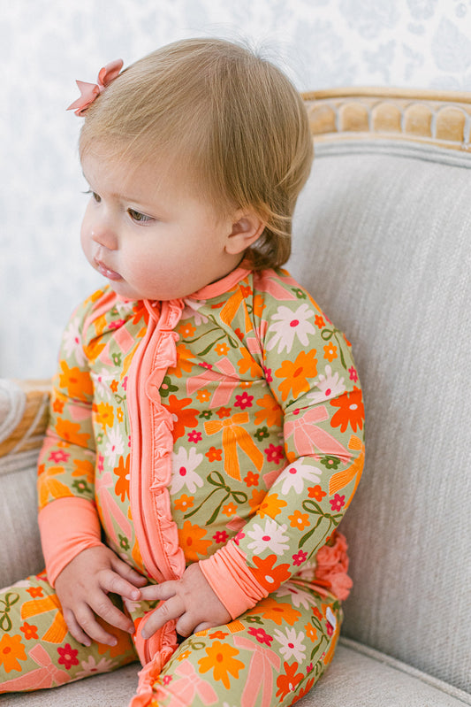 Poppy Kids Co. Fall Flowers Ruffle Romper