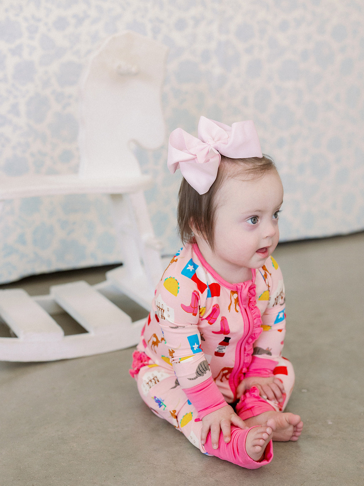 Poppy Kids Co Pink Texas Forever Ruffle Romper