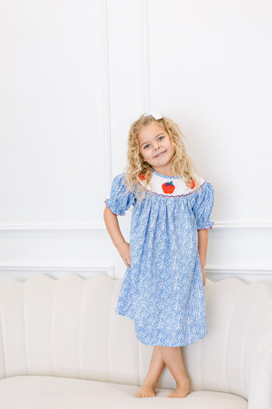 Poppy Kids Co. Blue Apple Dress