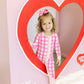 Poppy Kids Co. Pink Heart Check Premium Ruffle Romper